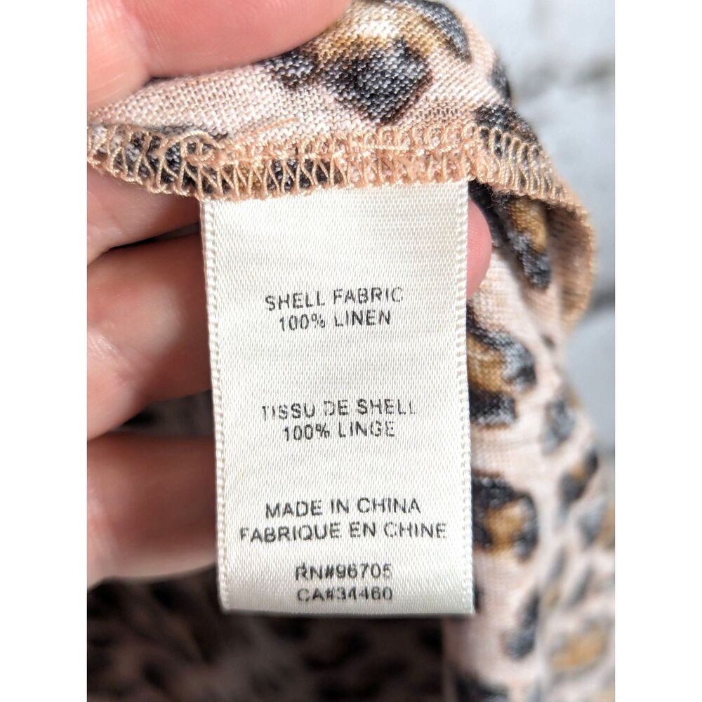 REBECCA TAYLOR 100% Linen Leopard Print T-Shirt Dress Sporty Flirty Small - Picture 6 of 8